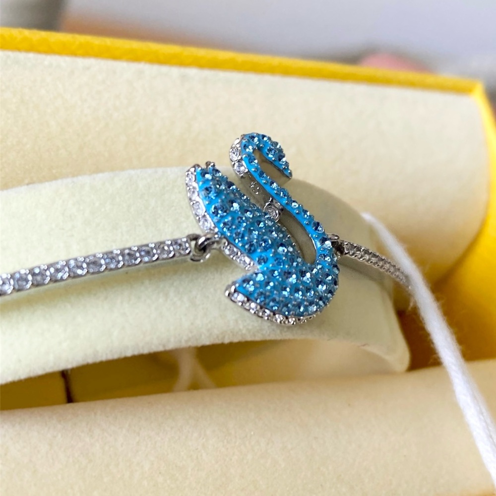 Swarovski Blue Swan Bolo Bangle Bracelet - Picture 9 of 11